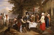 Charles Landseer Charles I holding a council of war at Edgecote on the day before the Battle of Edgehill Germany oil painting artist